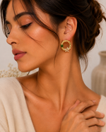 Load image into Gallery viewer, Luna Bloom Earrings – White & Emerald Crystal