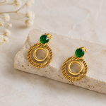 Load image into Gallery viewer, Orbit Elegance Earrings - (Emerald & Crystal)