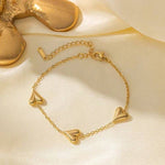Load image into Gallery viewer, Triple Heart Charm Bracelet – 18K Gold Plated