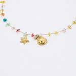 Load image into Gallery viewer, Seashell & Starfish Gemstone Charm Bracelet