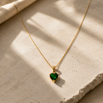 Load image into Gallery viewer, Emerald Heart Necklace & Earring Set – 18K Gold Plated