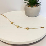 Load image into Gallery viewer, Triple Heart Charm Bracelet – 18K Gold Plated