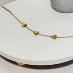 Load image into Gallery viewer, Triple Heart Charm Bracelet – 18K Gold Plated