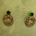 Load image into Gallery viewer, Orbit Elegance Earrings - (Emerald & Crystal)