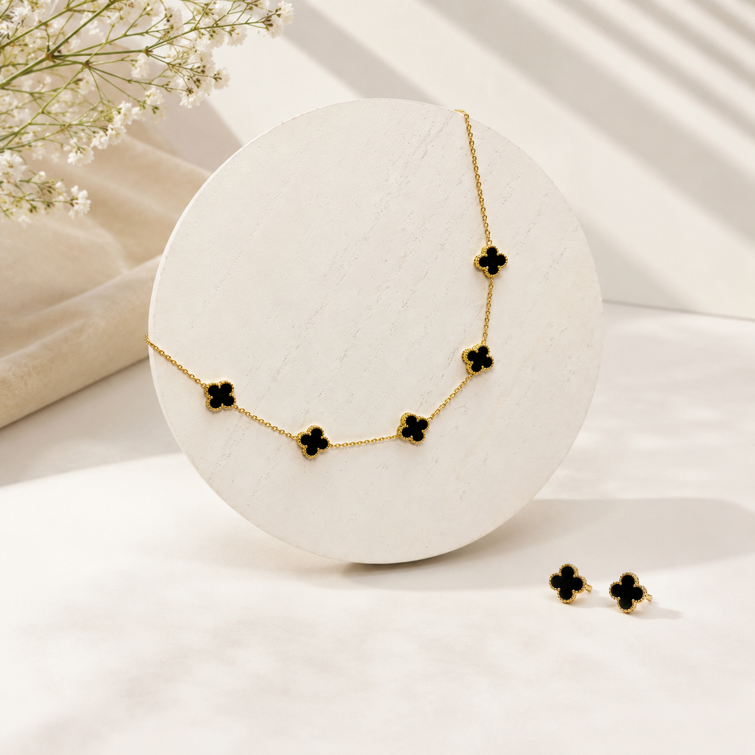 Cloverleaf Necklace Set – 18K Gold Plated
