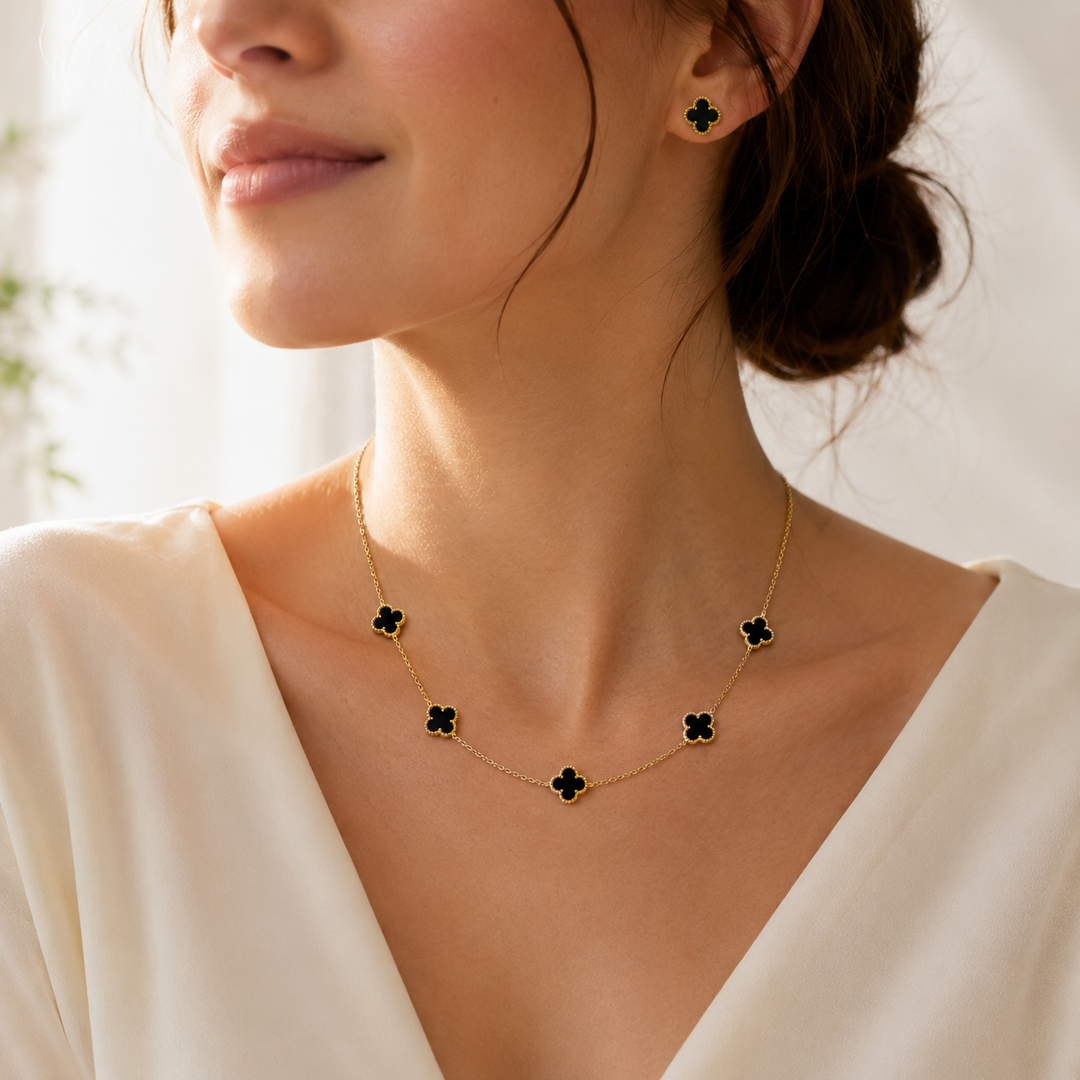 Cloverleaf Necklace Set – 18K Gold Plated