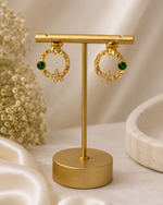 Load image into Gallery viewer, Luna Bloom Earrings – White &amp; Emerald Crystal