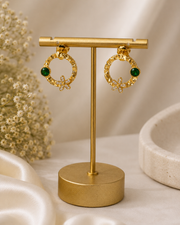 Luna Bloom Earrings – White & Emerald Crystal