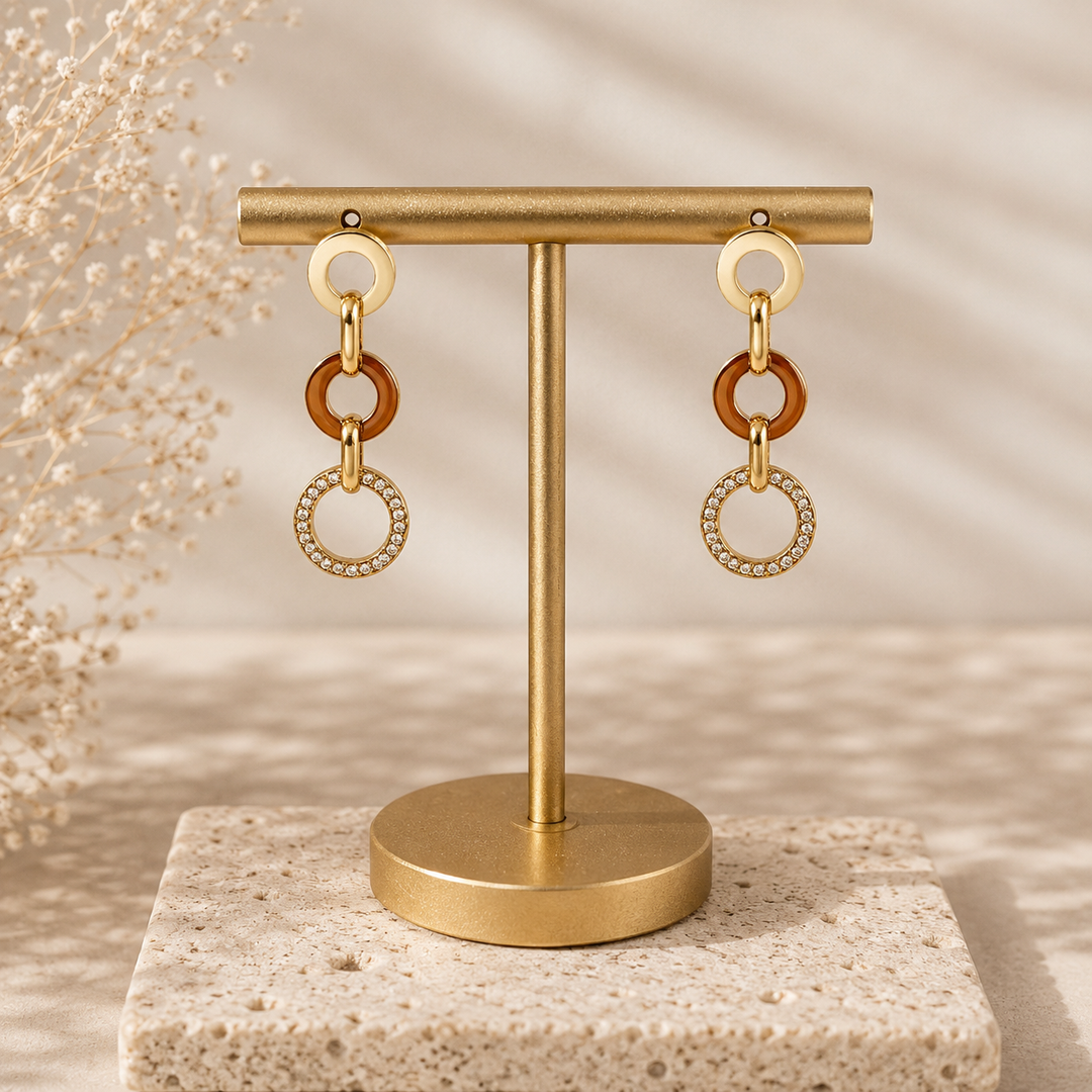 Trinity Link Earrings – 18K Gold Plated
