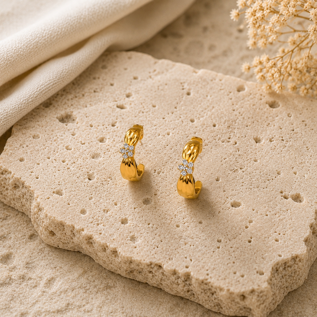 Radiant Bloom Earrings – 18K Gold Plated