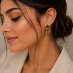 Load image into Gallery viewer, Orbit Elegance Earrings - (Emerald &amp; Crystal)