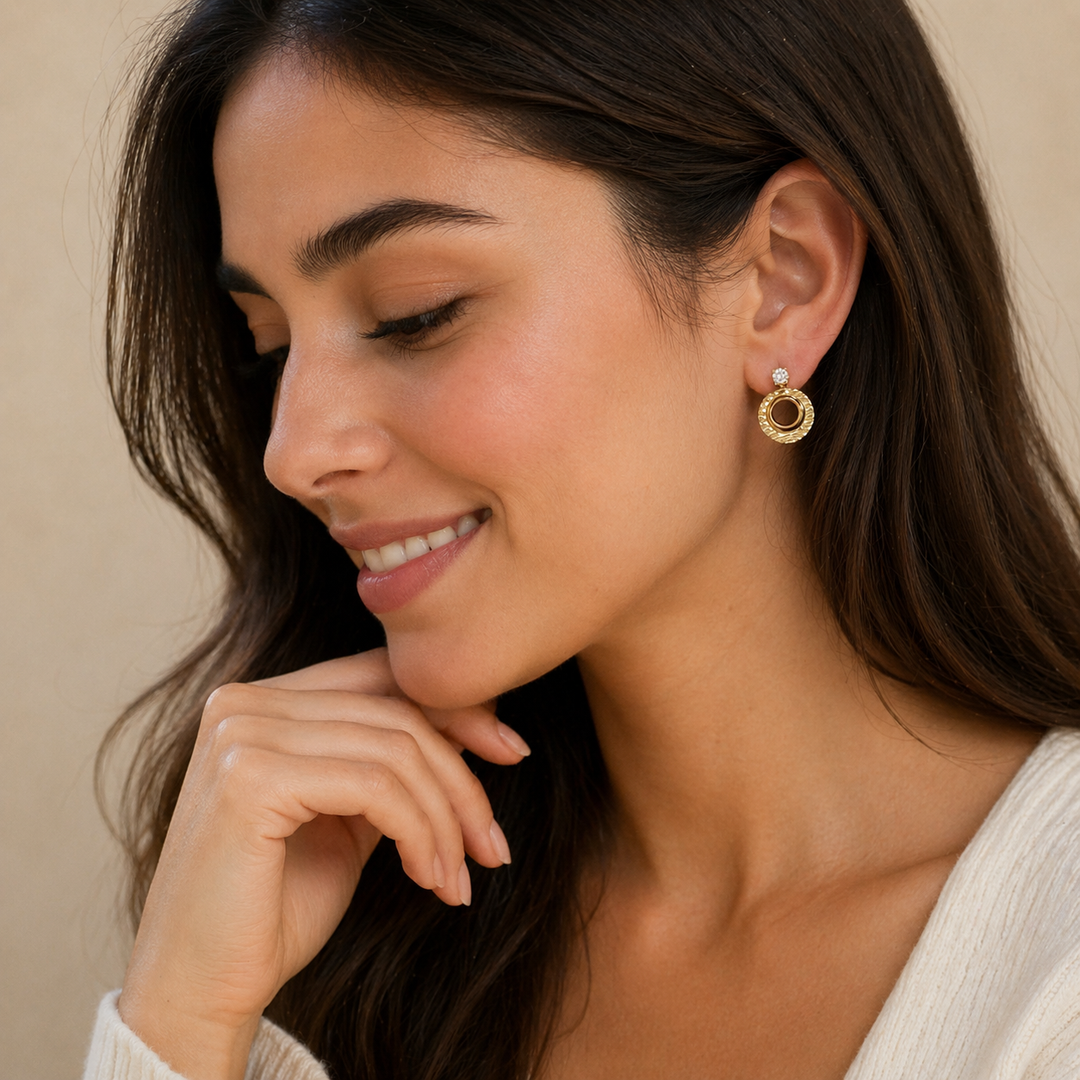 Orbit Elegance Earrings - (Emerald & Crystal)