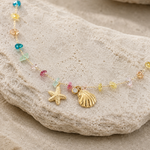Load image into Gallery viewer, Seashell &amp; Starfish Gemstone Charm Bracelet