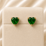 Load image into Gallery viewer, Emerald Heart Necklace &amp; Earring Set – 18K Gold Plated