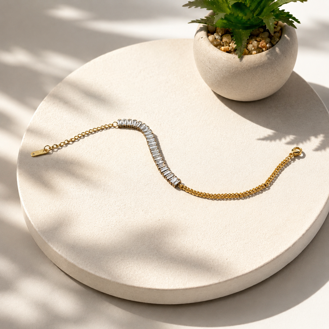 Crystal Baguette Bracelet – 18K Gold Plated