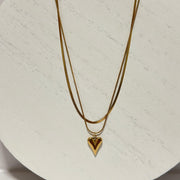 Layered Heart Pendant Necklace – 18K Gold Plated