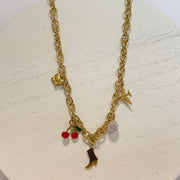 Cherry Heart Charm Necklace – 18K Gold Plated