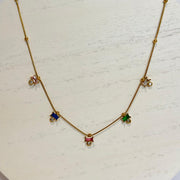 Multicolor Baguette CZ Necklace – 18K Gold Plated