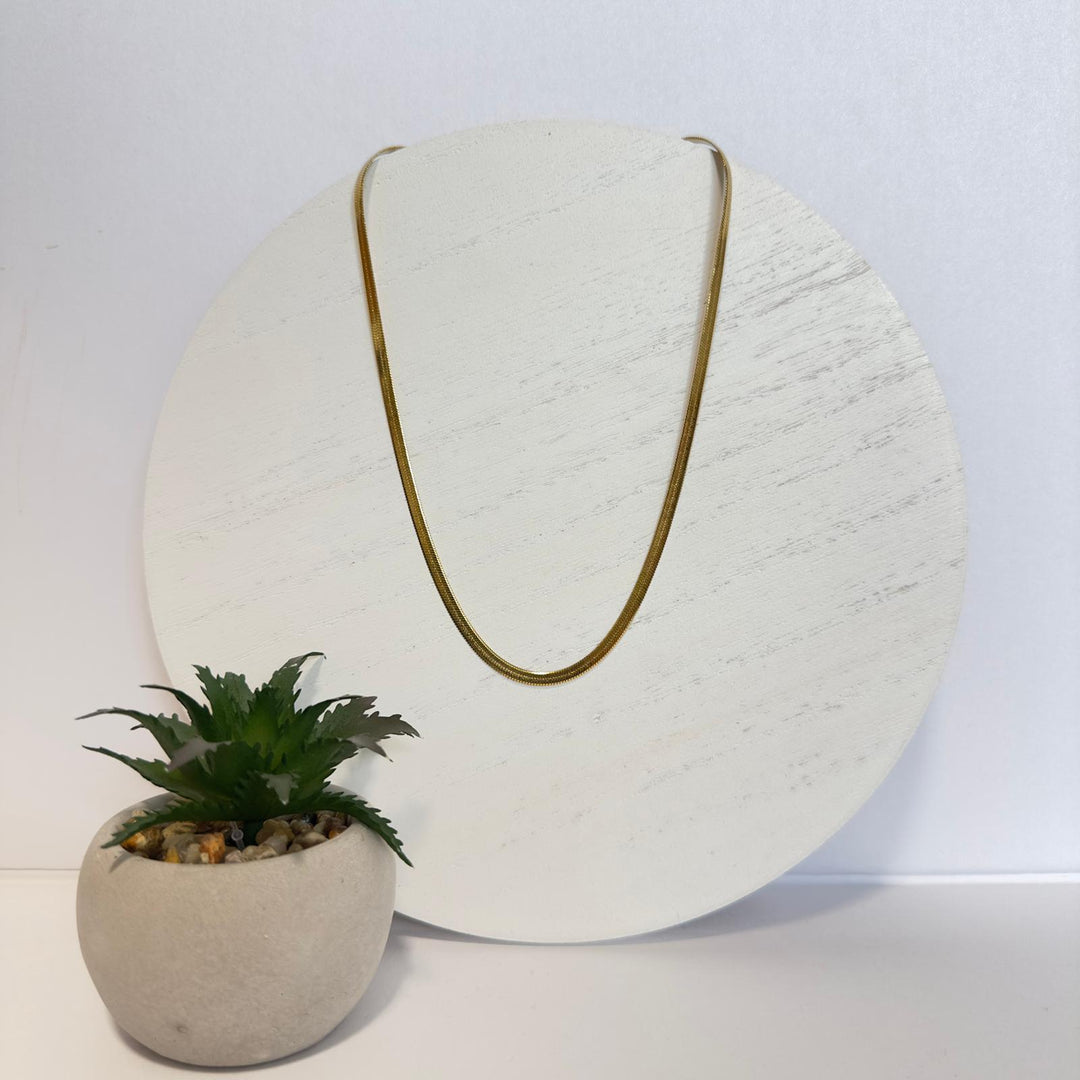 Classic Herringbone Chain Necklace – 18K Gold Plated