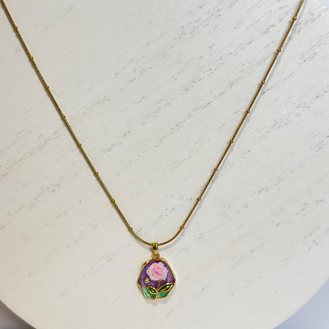 Rose Bloom Pendant Necklace – 18K Gold Plated (3 Colors)