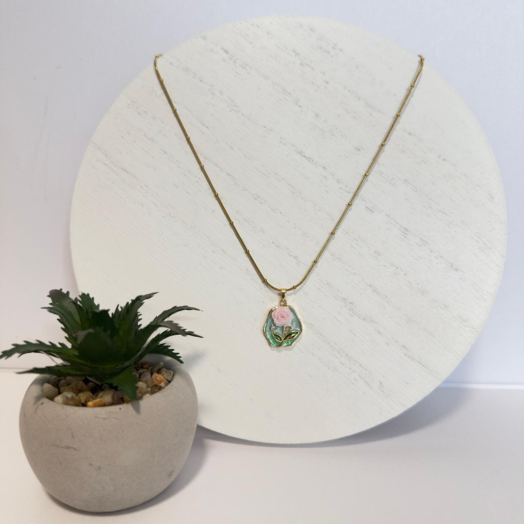 Rose Bloom Pendant Necklace – 18K Gold Plated (3 Colors)