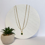 Load image into Gallery viewer, Emerald Green Layered Pendant Necklace – 18K Gold Plated