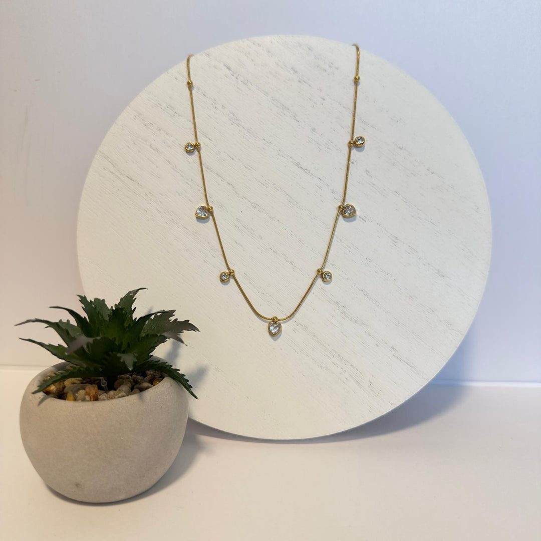 Dainty CZ Drop Necklace – 18K Gold Plated