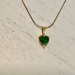 Load image into Gallery viewer, Emerald Heart Necklace &amp; Earring Set – 18K Gold Plated