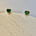 Load image into Gallery viewer, Emerald Heart Necklace &amp; Earring Set – 18K Gold Plated