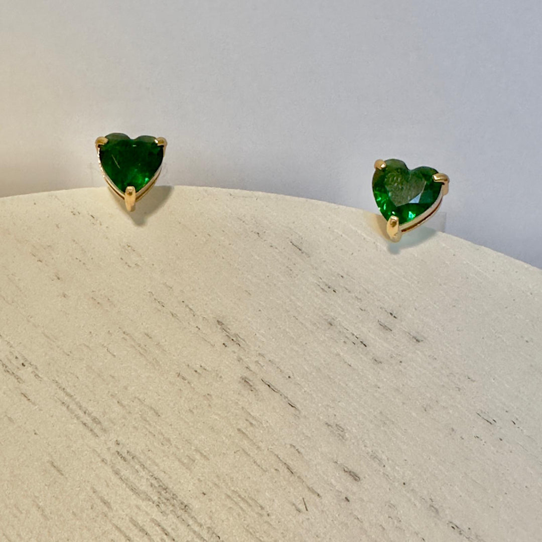 Emerald Heart Necklace & Earring Set – 18K Gold Plated