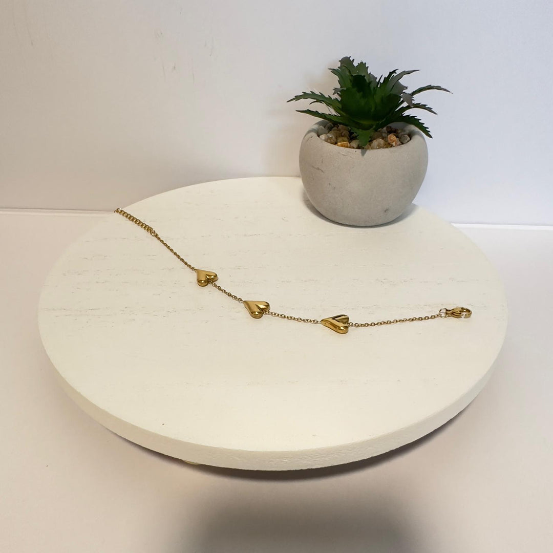 Triple Heart Charm Bracelet – 18K Gold Plated