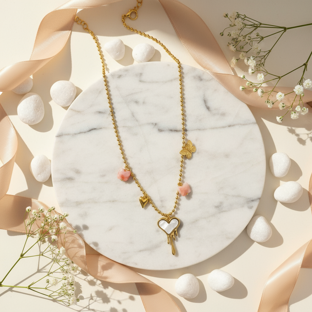 Melting Heart & Butterfly Charm Necklace