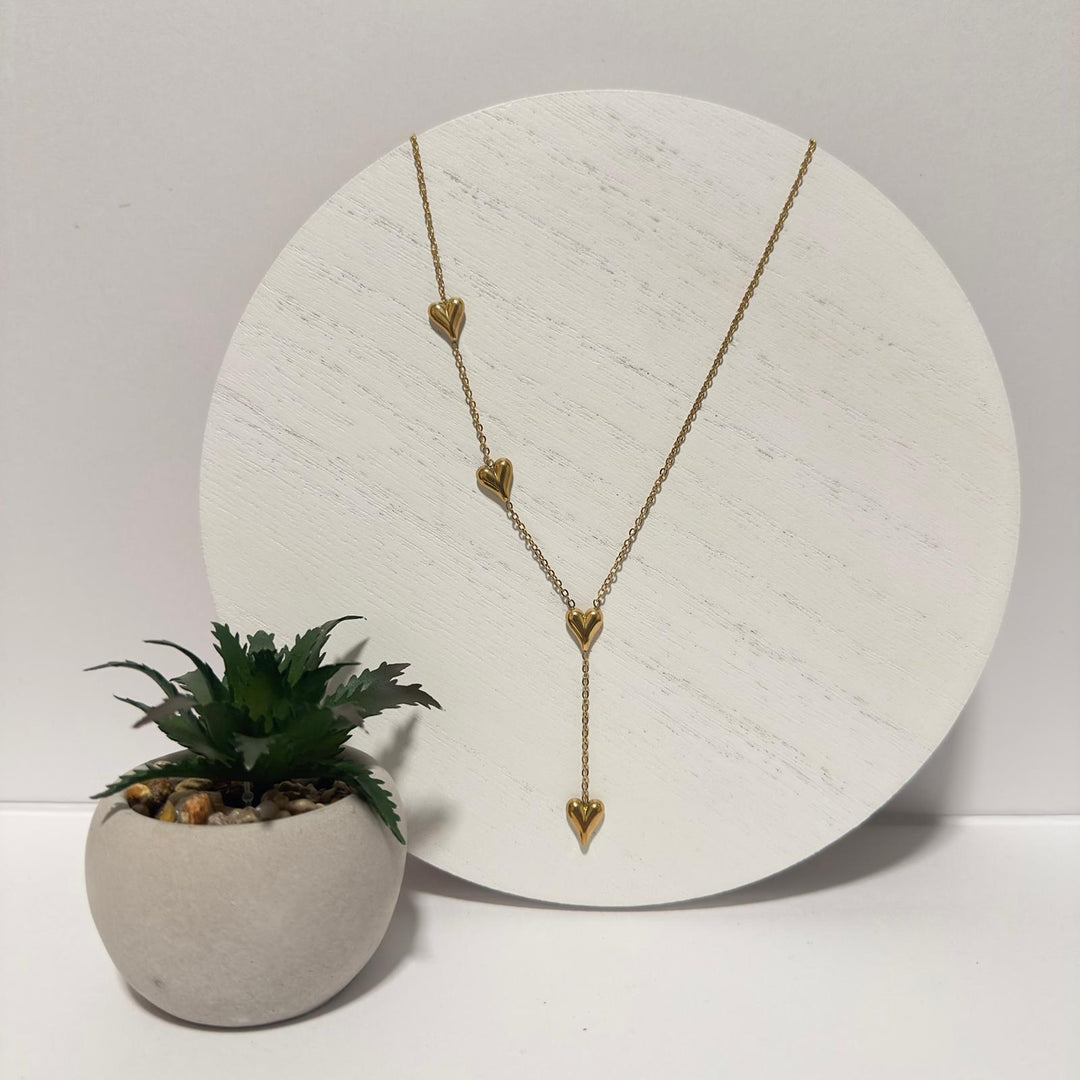 Layered Drop Heart Necklace – 18K Gold Plated