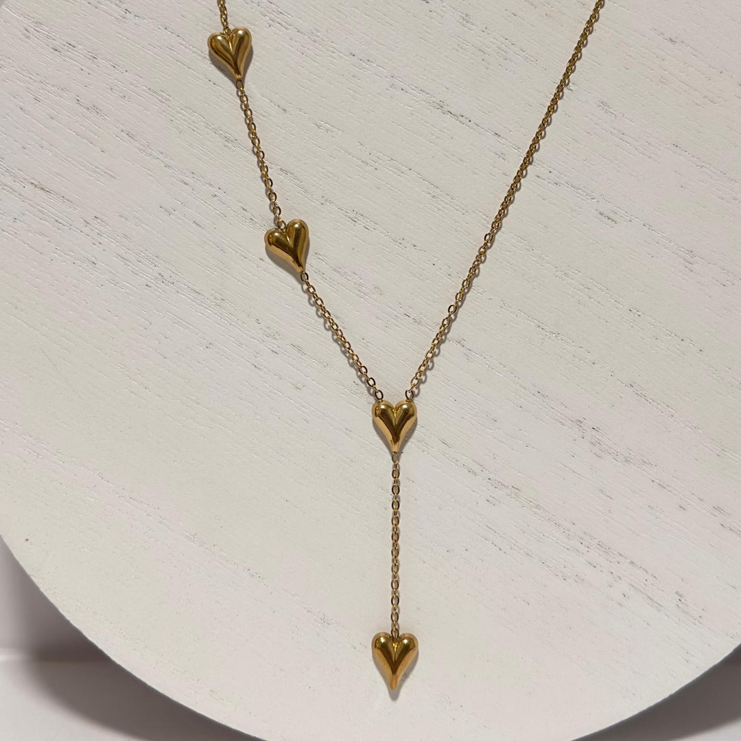 Layered Drop Heart Necklace – 18K Gold Plated