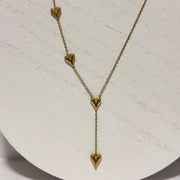 Layered Drop Heart Necklace – 18K Gold Plated