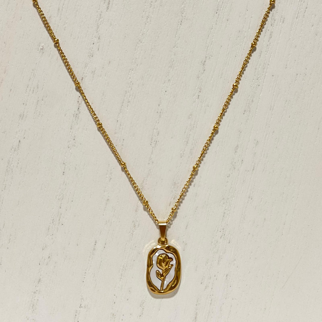 Gold Rose Pendant Necklace – 18K Gold Plated