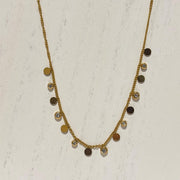 Gold Disc & Crystal Charm Necklace – 18K Gold Plated