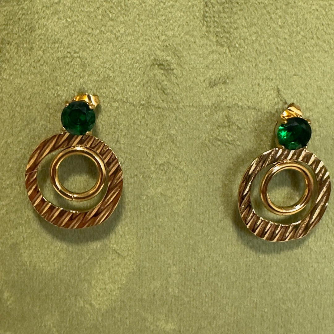 Orbit Elegance Earrings - (Emerald & Crystal)