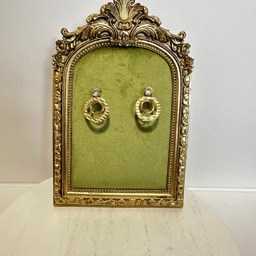 Orbit Elegance Earrings - (Emerald & Crystal)