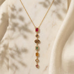 Load image into Gallery viewer, Vibrant Gemstone Drop Necklace – 18K Gold Plated