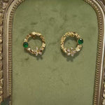 Load and play video in Gallery viewer, Luna Bloom Earrings – White &amp; Emerald Crystal